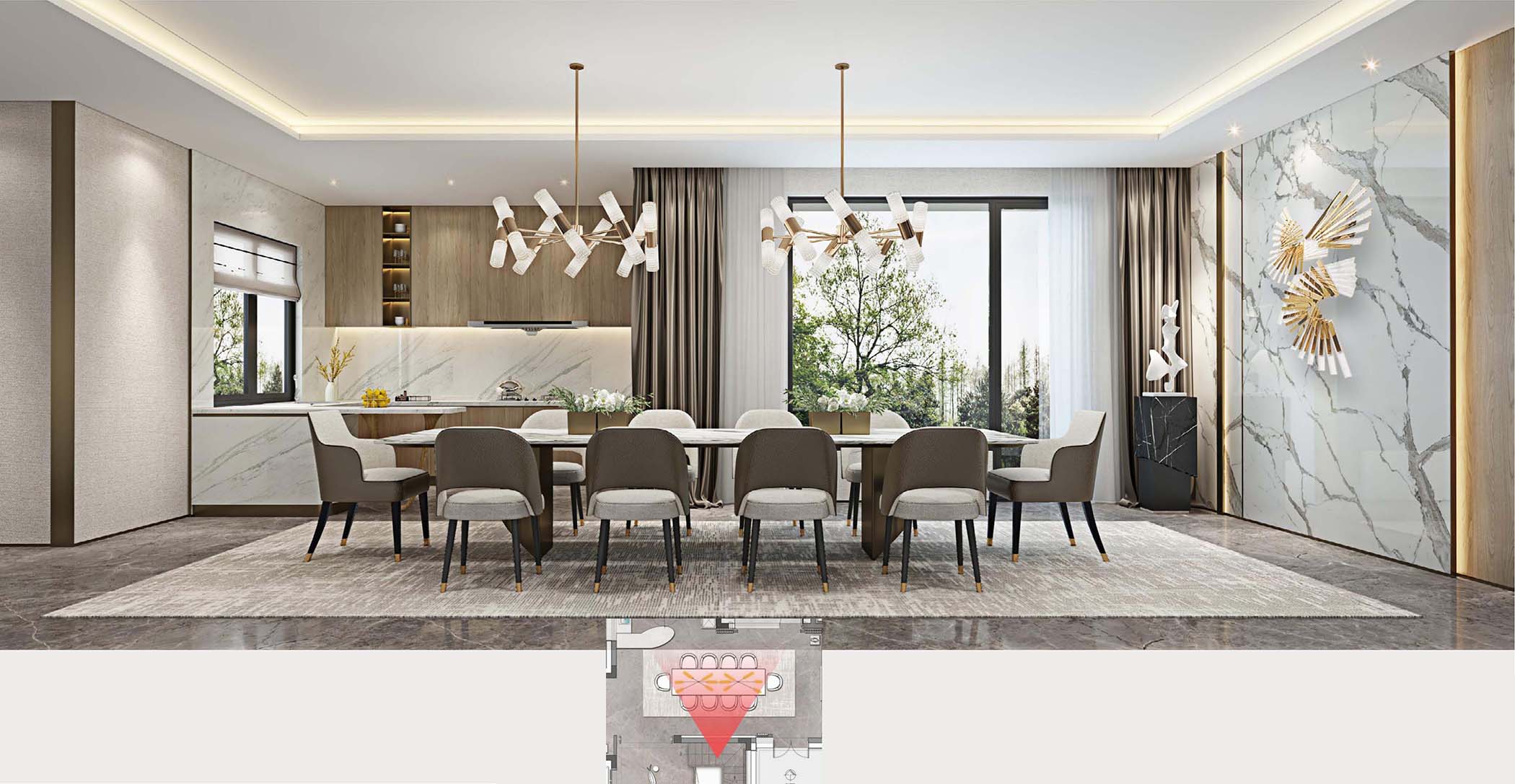 太平.某山莊A戶(hù)型新中式樣板間裝飾裝修工程(圖3) 00一層餐廳.jpg