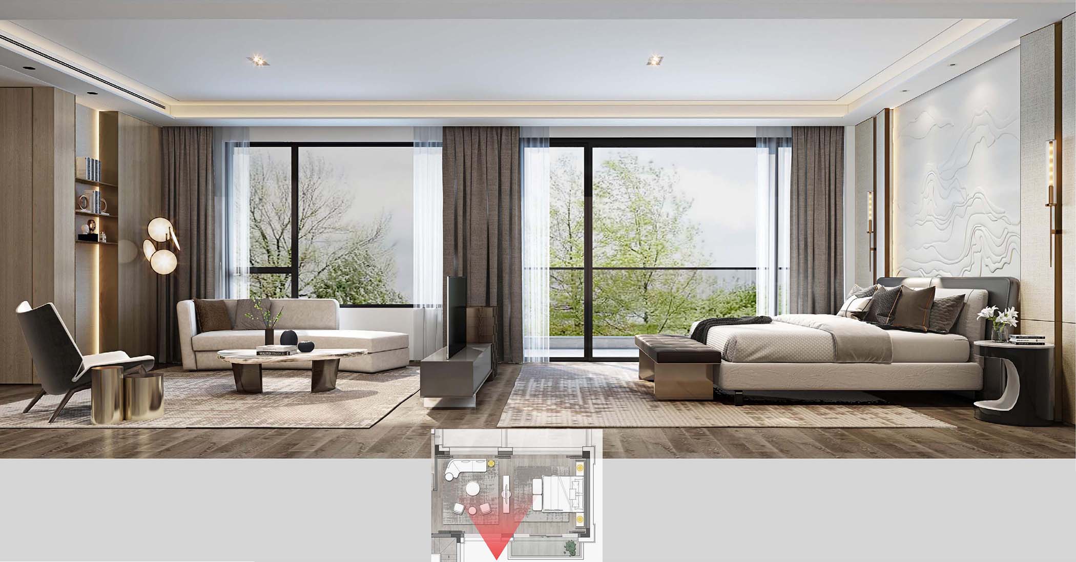 太平.某山莊A戶(hù)型新中式樣板間裝飾裝修工程(圖4) 00二層主臥.jpg